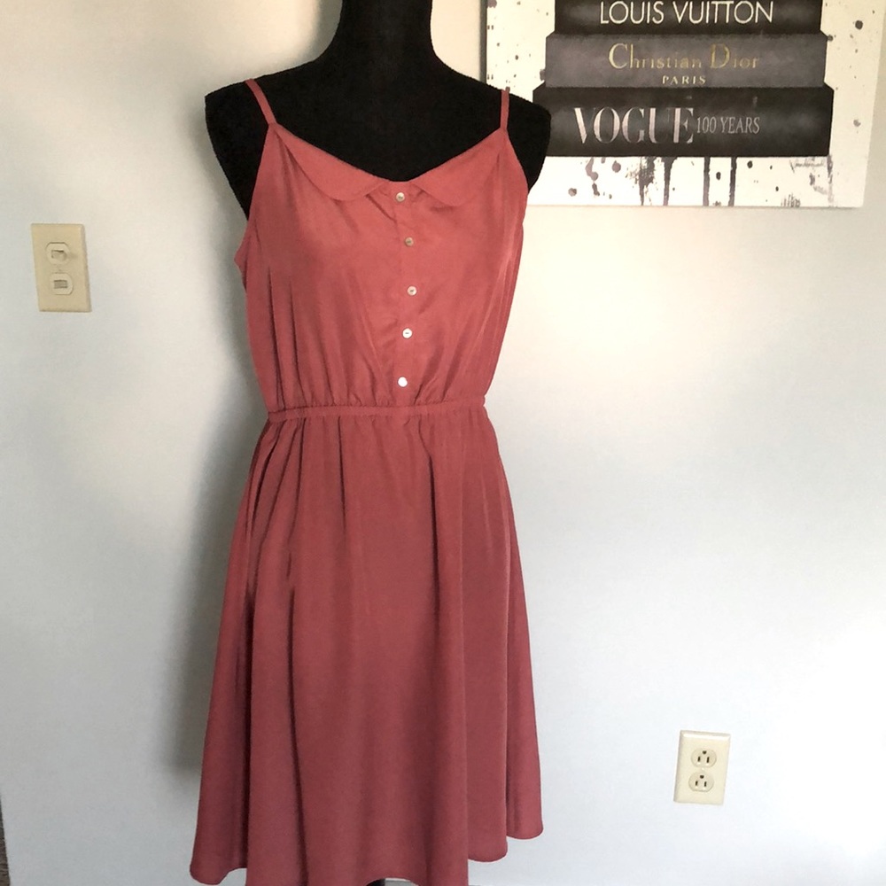Kardashian Kollection dress in dark orange sundress with button detailing
